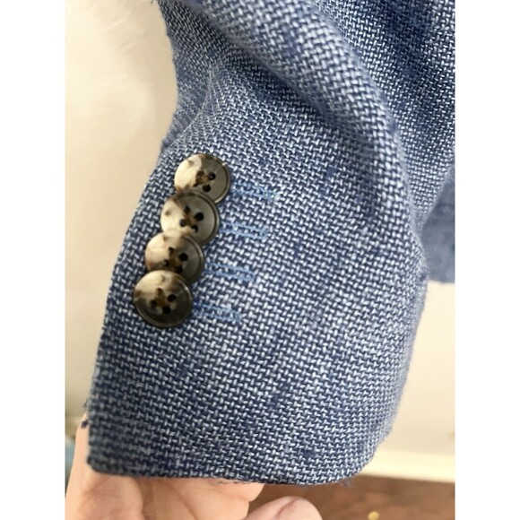 Rodd & Gunn Size XL Sports Fit Blue Hopsack Linen Wool Italy Solbiati Blazer - Picture 3 of 11